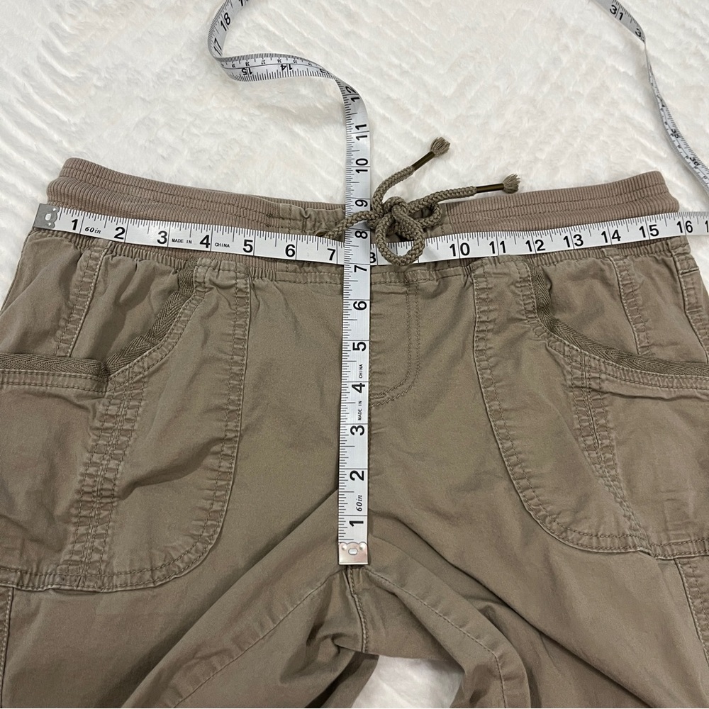 Maurice Tan Capri Cropped Pants Elastic Ribbed Waistband Size medium cotton - Picture 5 of 10